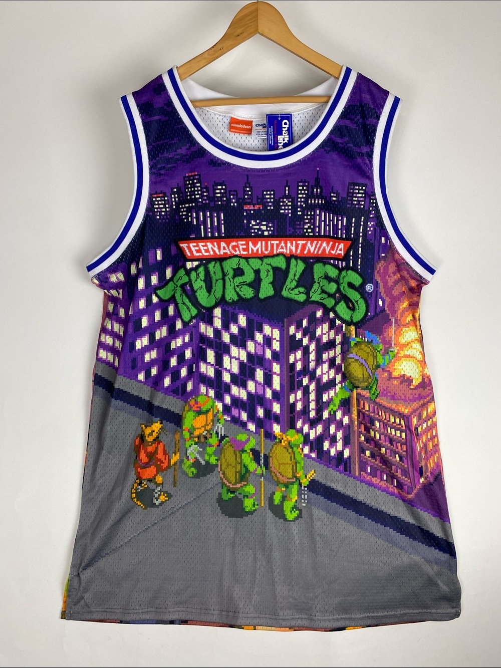 Nickelodeon Chalk Line B Ball Jersey Teenage Mutant Ninja Turtle 8 Bit Pixel 4XL